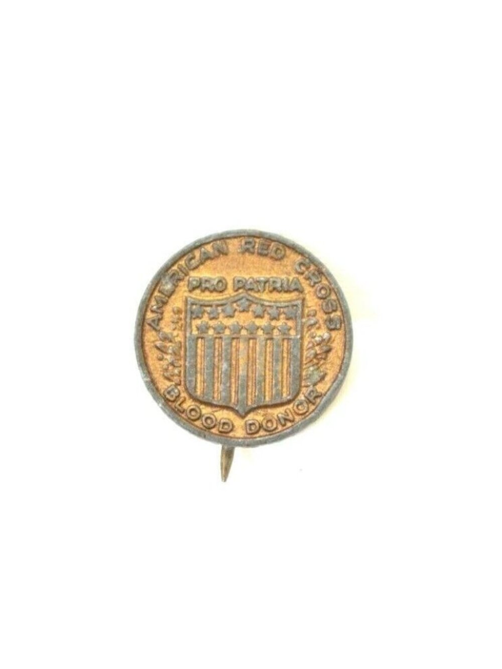 American Red Cross Badge Pin Pro Patria Blood Donor Pinback Lapel Hat Bag Vtg